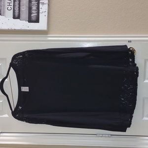 Terra & Sky Black Long Sleeve Lace Tee shirt